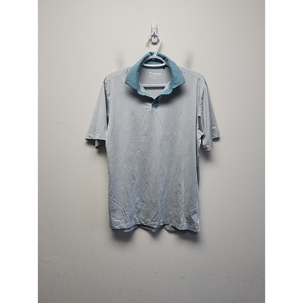 Columbia golf polo shirt mens size Med Light ‎ gray omni-wick outdoor